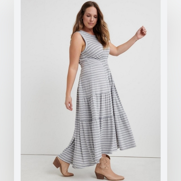 NWOT LUCKY BRAND Ruched Striped Maxi Dress - XL - Picture 2 of 8